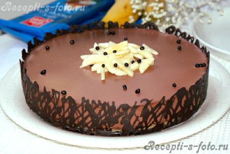 Шоколадно-банановый торт без выпечки рецепт с фото